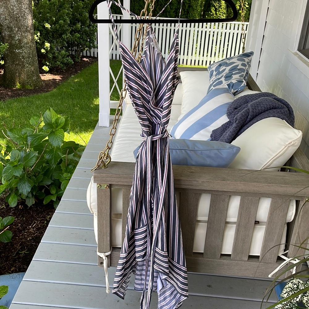 Great Jones asymmetric striped wrap dress (2)